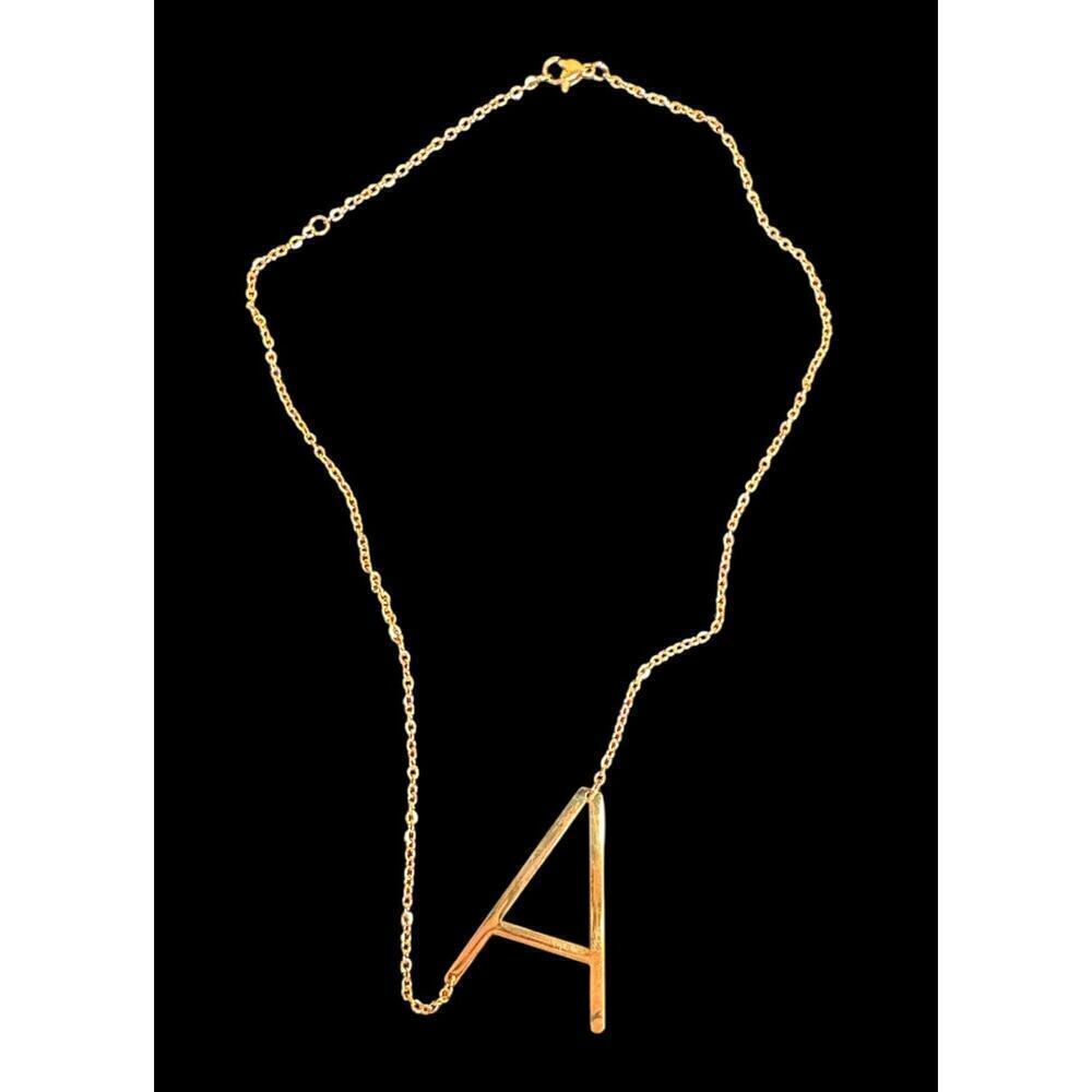 Savvy Cie Silver Stainless Steel Gold Plated Initial A Pendant Necklace NWT